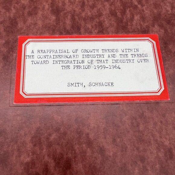 1959 Reappraisal Of Growth Trends Containerboard Industry Report Smith Schnacke - Picture 2 of 9